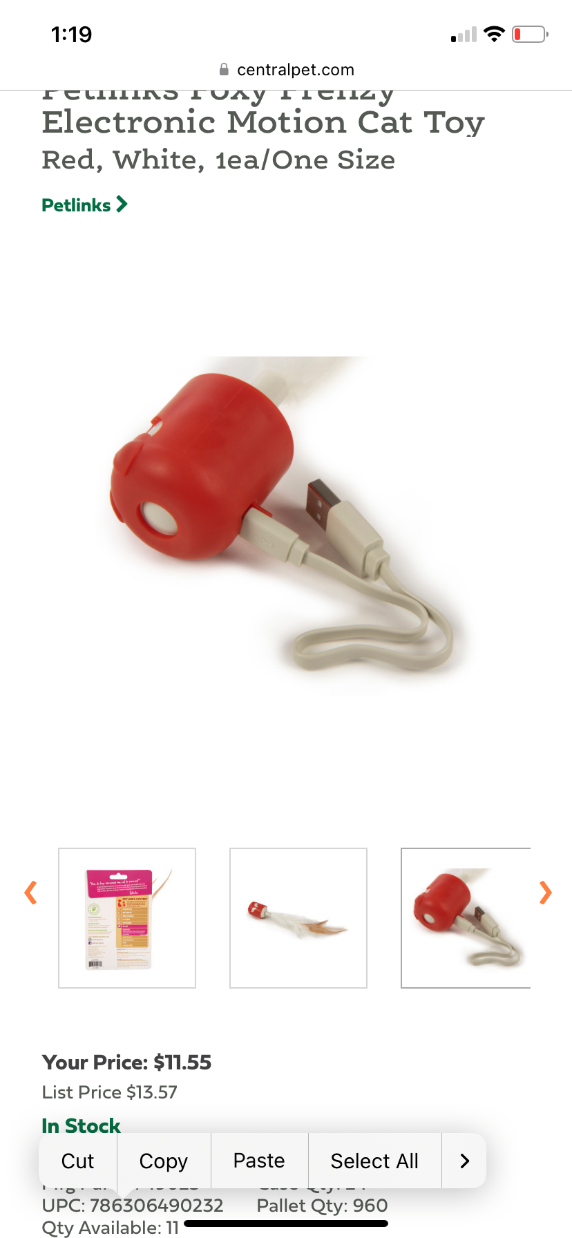 Petlinks Foxy Frenzy Electronic Motion Cat Toy